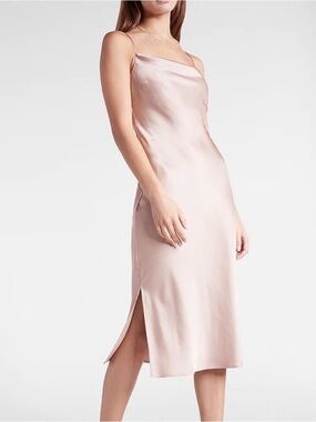 Express Blush Pink Satin Midi Dress